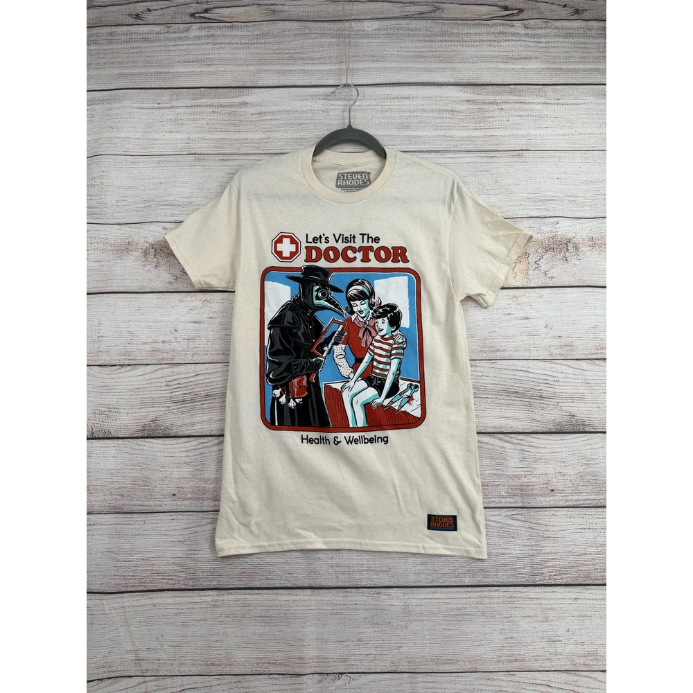 Steven Rhodes Graphic Tee Mens Small Natural Let's Visit The Doctor Shirt